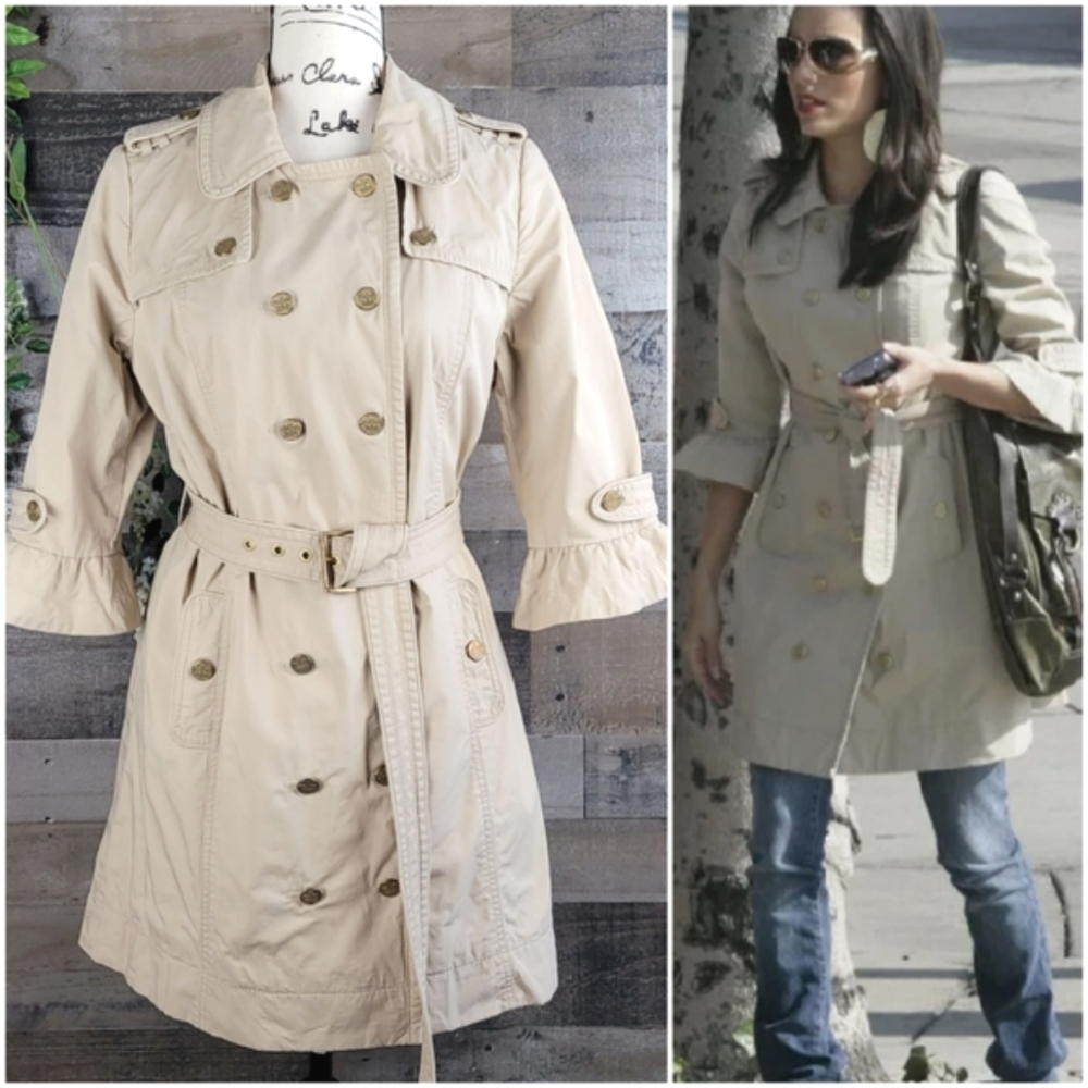 Juicy Couture Peplum Sleeve Belted Trench Coat